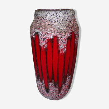 Vase ceramic enamelled red and grey