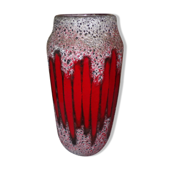 Vase ceramic enamelled red and grey