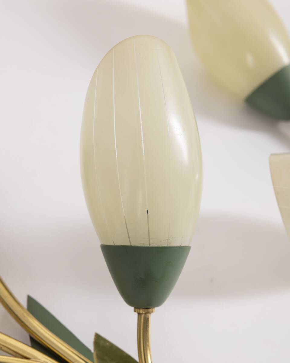 Set of 3 Vintage 1950s Wall Sconces in Floral Style, Italian Design