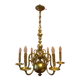 Dutch chandelier in solid bronze with 6 light arms, early 20th century.