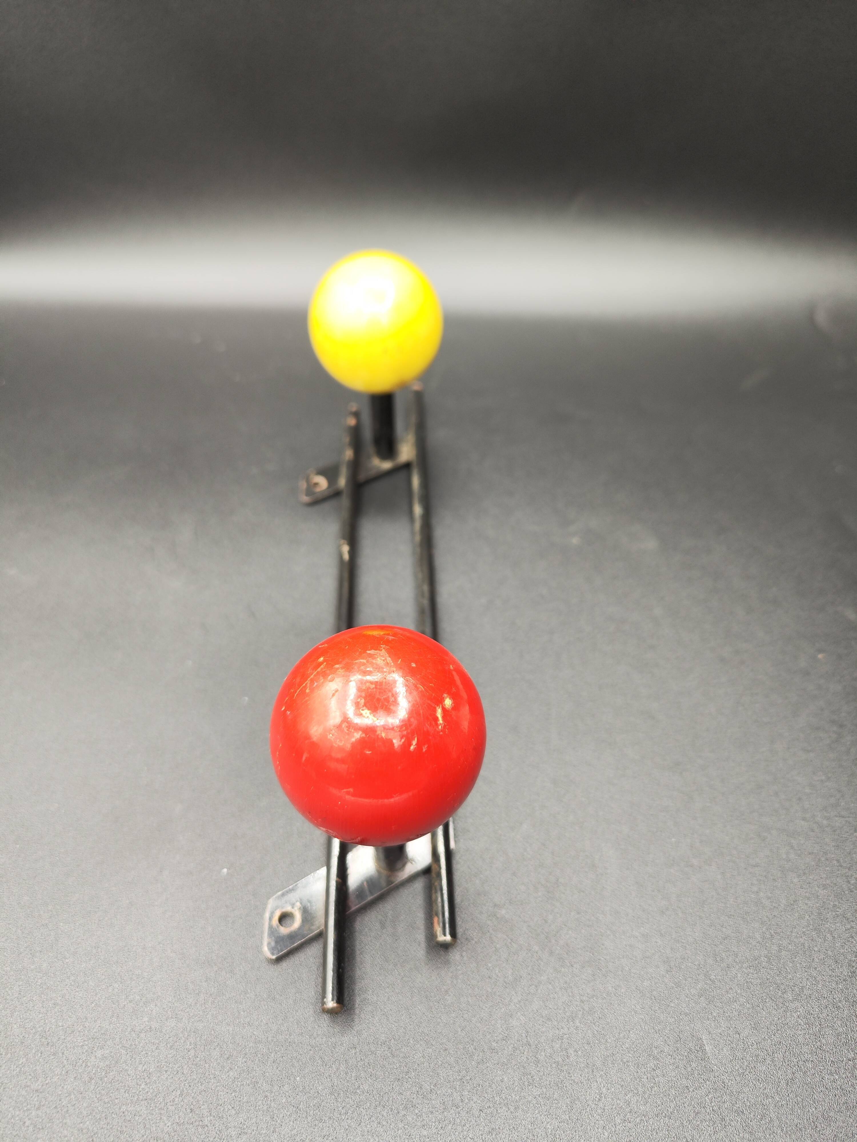 Vintage coat rack hook two colorful balls 60s