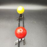 Vintage coat rack hook two colorful balls 60s