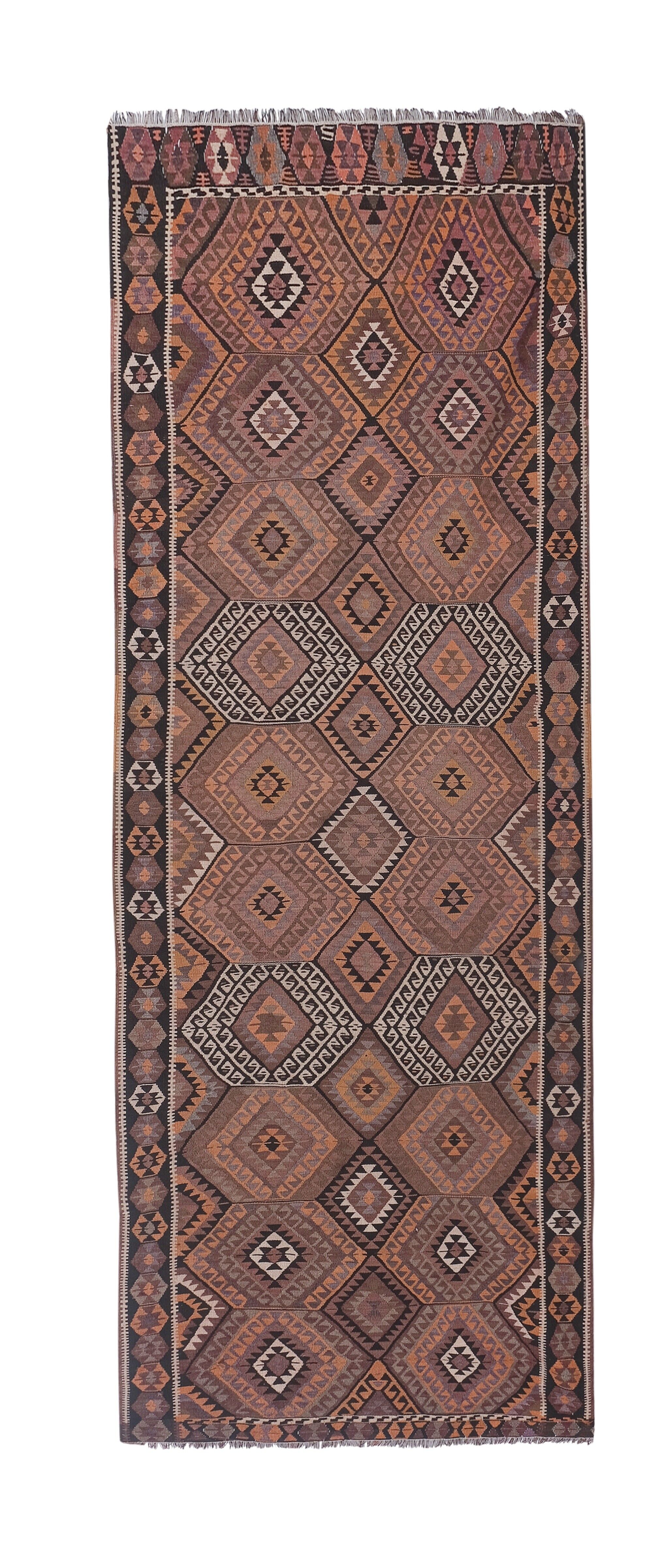 Vintage Turkish rug from Oushak, handwoven 132x360 cm