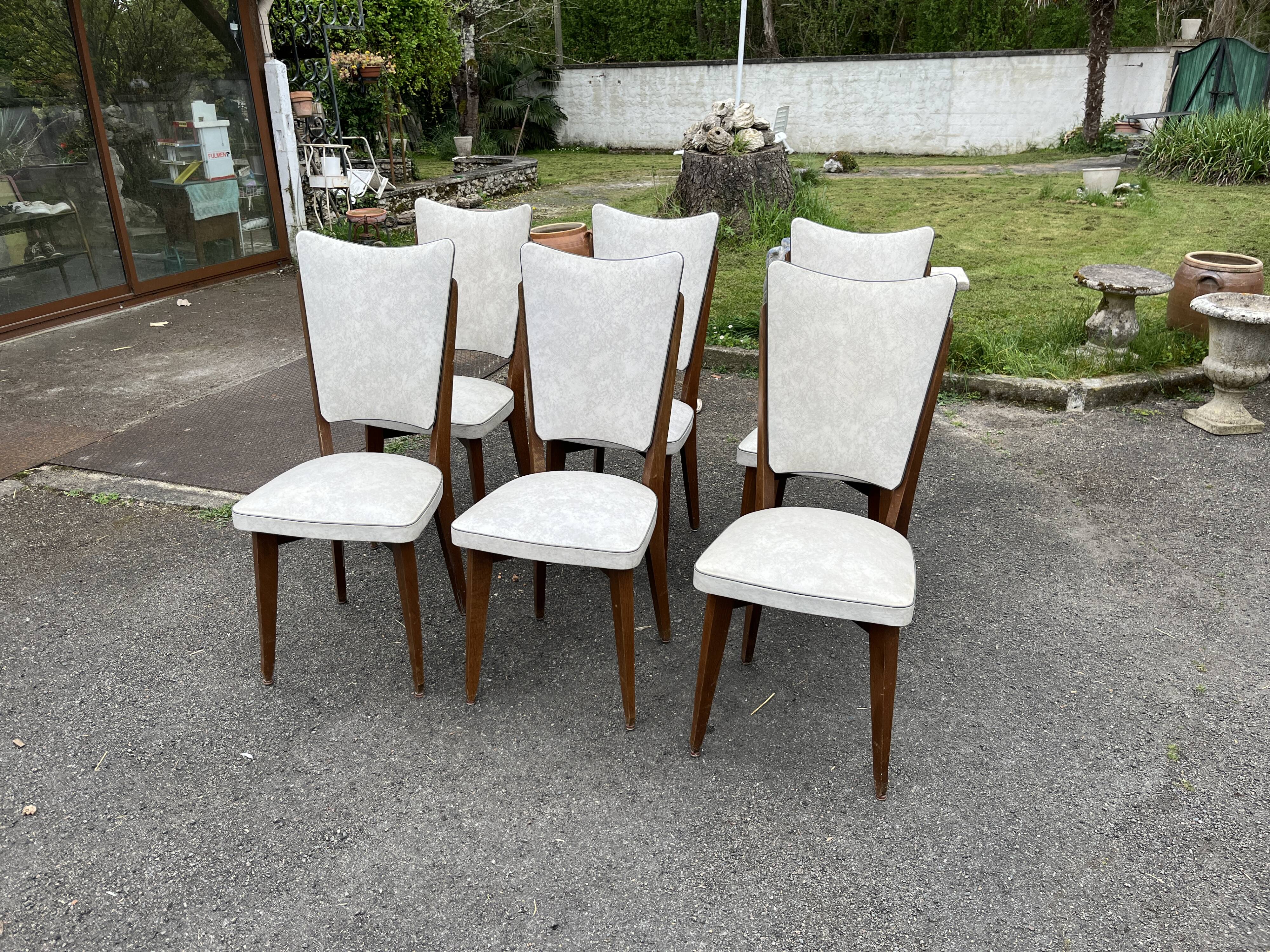 Ensemble de 6 chaises haute vintage – Design années 50/60