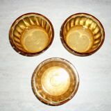 3 vintage Vereco amber glass ramekins
