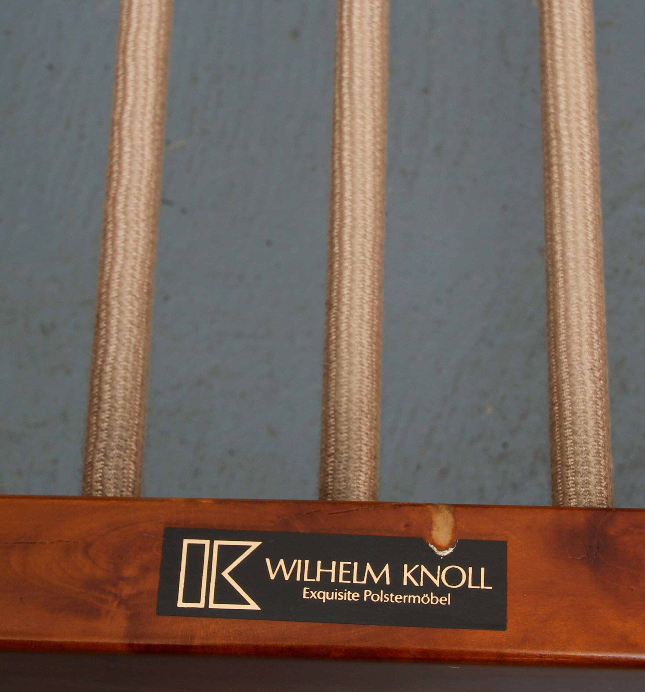 1960s armchair cherrywood in blue, Wilhelm Knoll