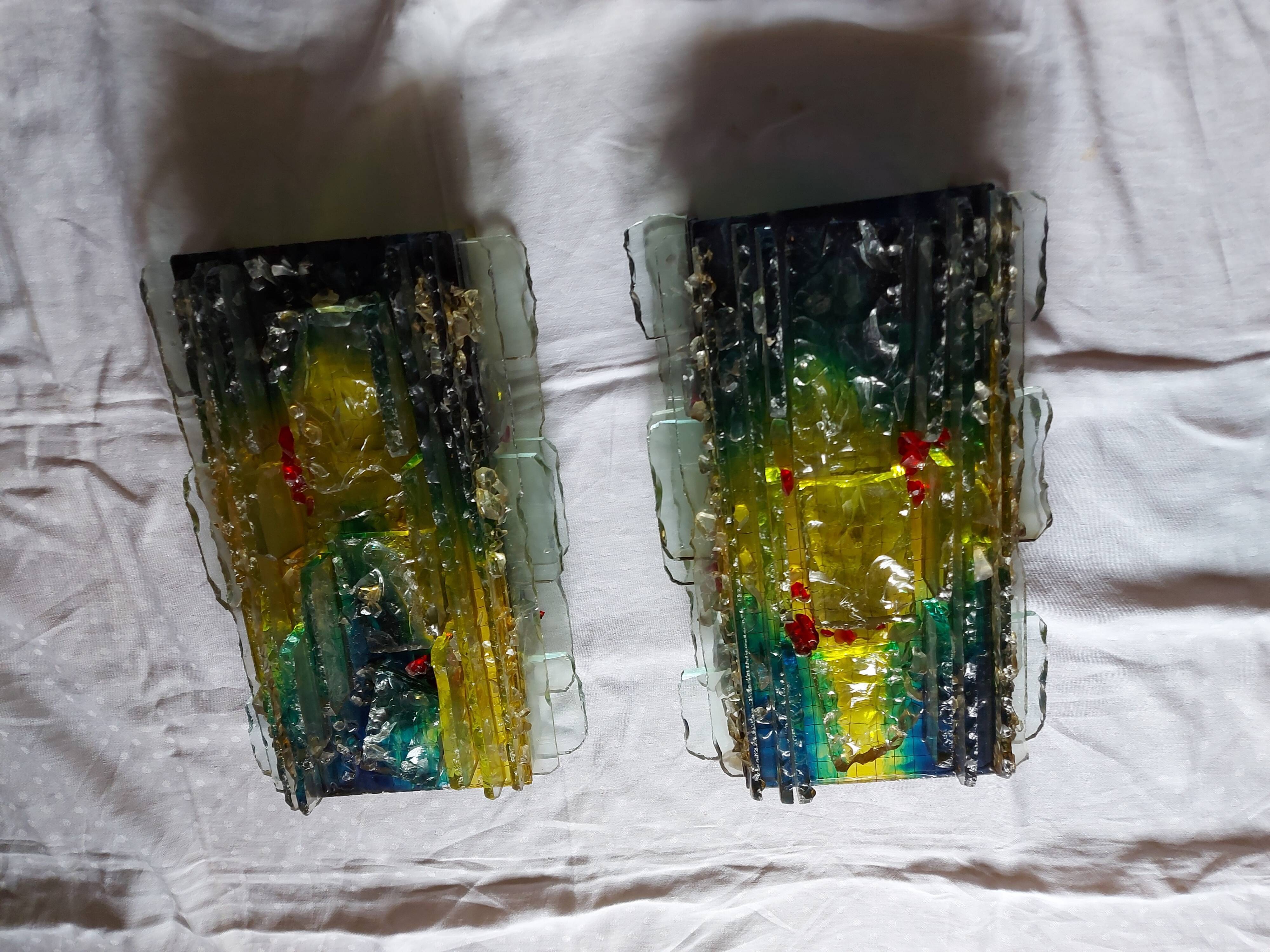 Pair of raak glass appliques, Willem Van Oyen, Chartres model
