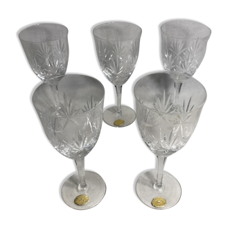 Série de 5 verres à pied vin cristal Villeroy & Boch modèle barre