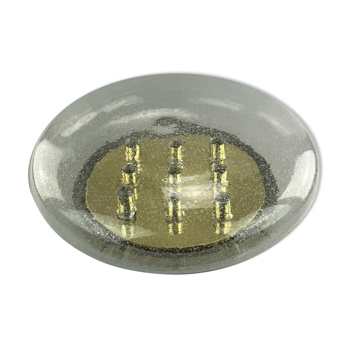 XL 60s 70s Lamp Light Plafoniere Flush Mount Ice Glass Hillebrand 60s