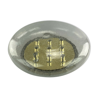 XL 60s 70s Lamp Light Plafoniere Flush Mount Ice Glass Hillebrand 60s