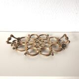 Trivet, tray with openwork brass handles, apple patterns, 70s