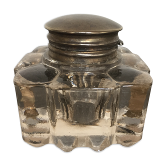 Ink in silver metal and presed moulded glass