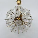 Val Saint Lambert crystal sputnik gold chandelier , 1960’s