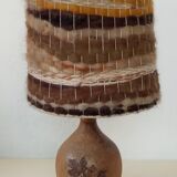 Sandstone lamp, wool lampshade, 50s/60s
