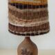 Sandstone lamp, wool lampshade, 50s/60s