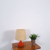 Ceramic table lamp orange with shade, vintage desk lamp