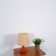 Ceramic table lamp orange with shade, vintage desk lamp