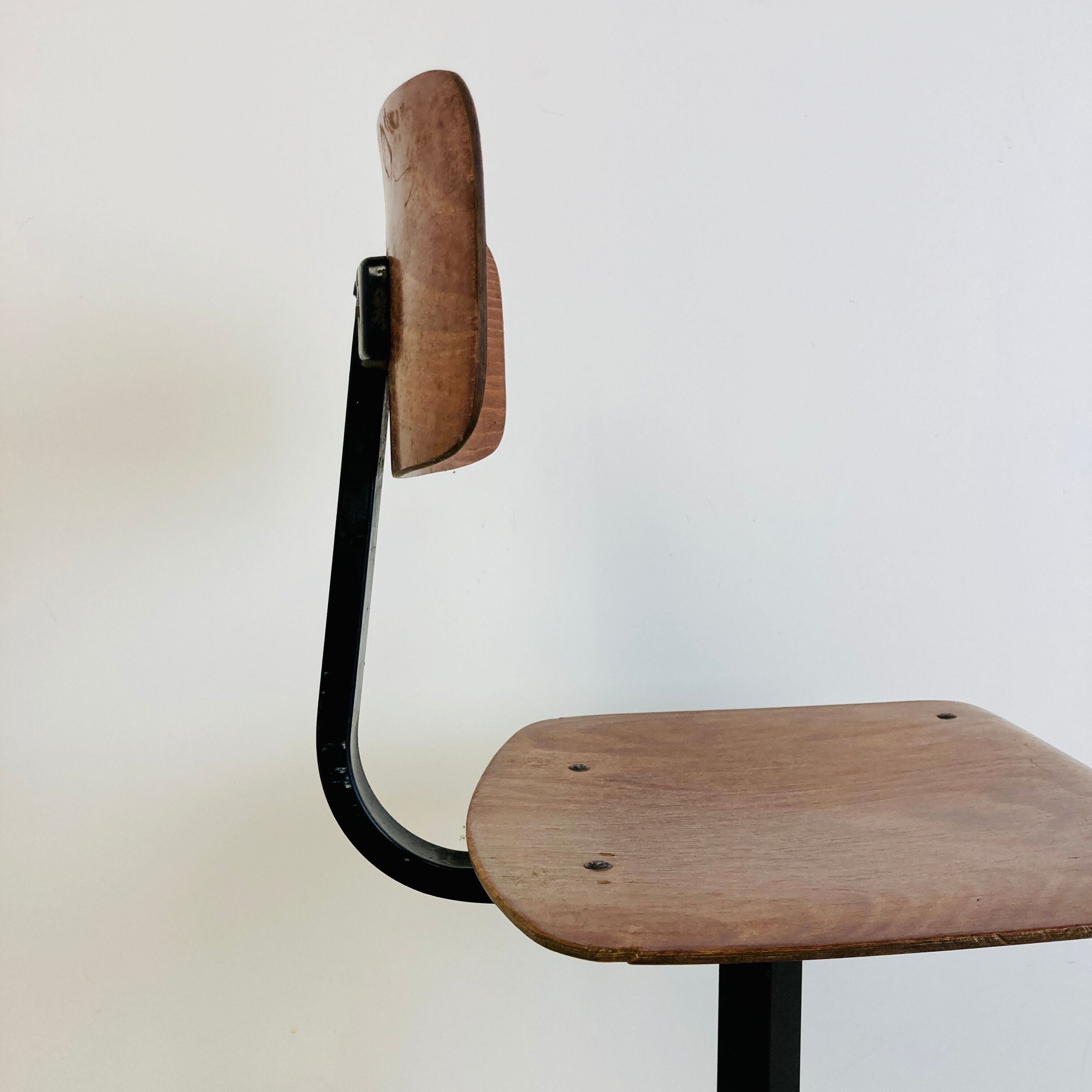 Office children's chair, wooden and metal, 70s