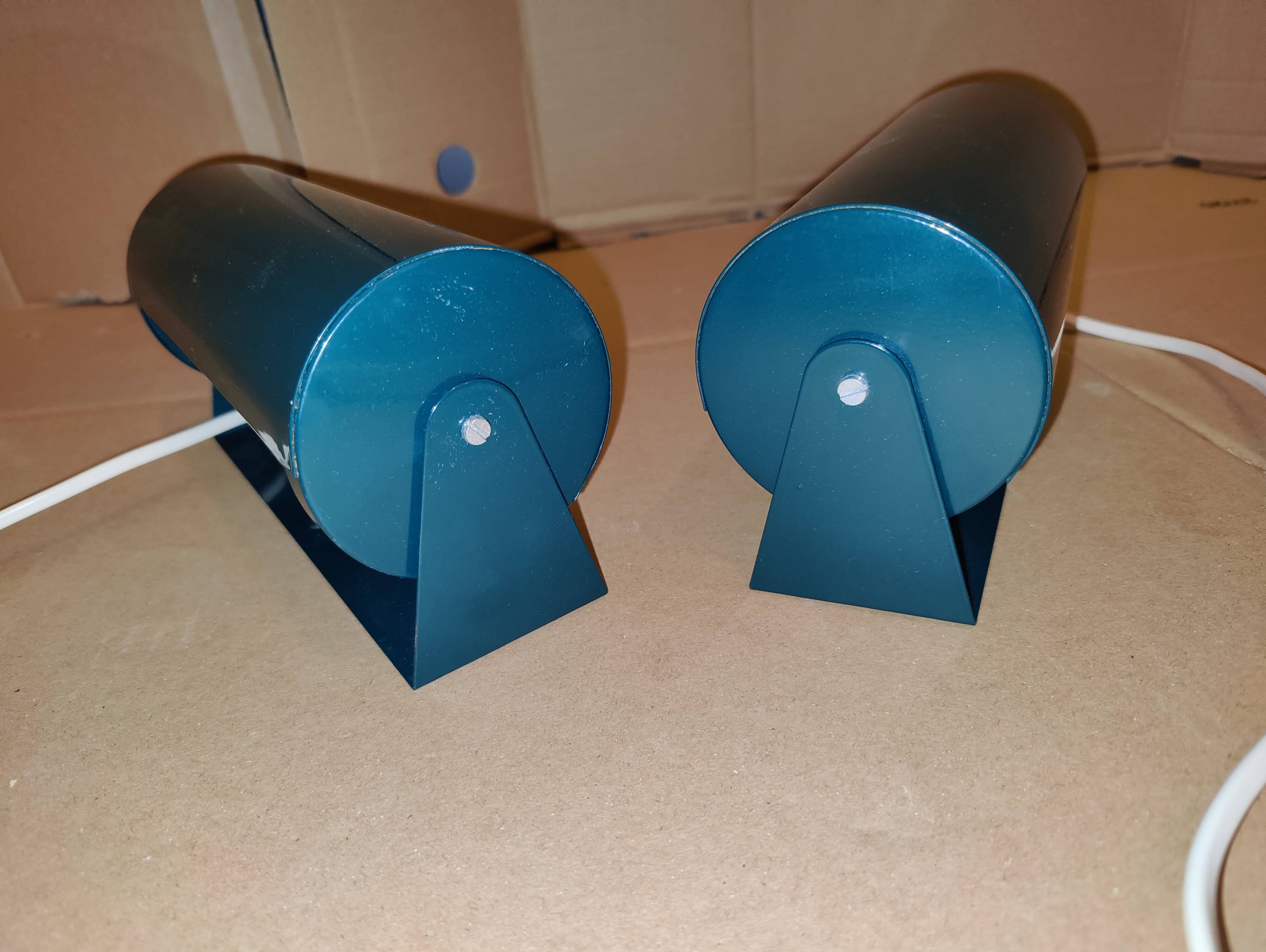 Pair of green Lod type v413 roller wall lights from Ikea.