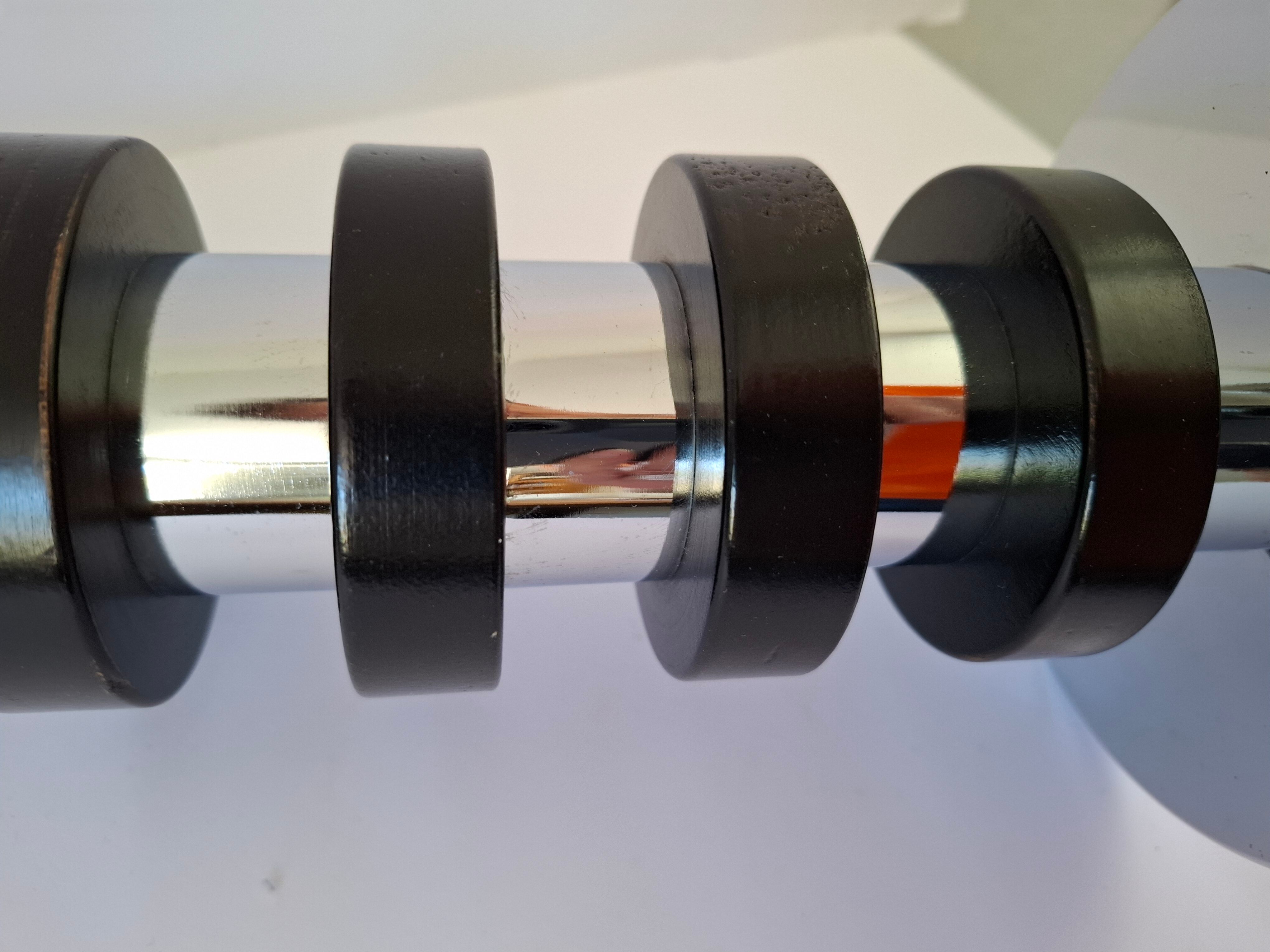 Chrome metal and wood lamp base from the 70s.