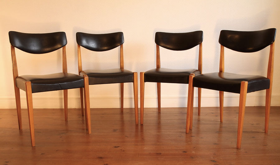 Set of 4 vintage Scandinavian "self" chairs