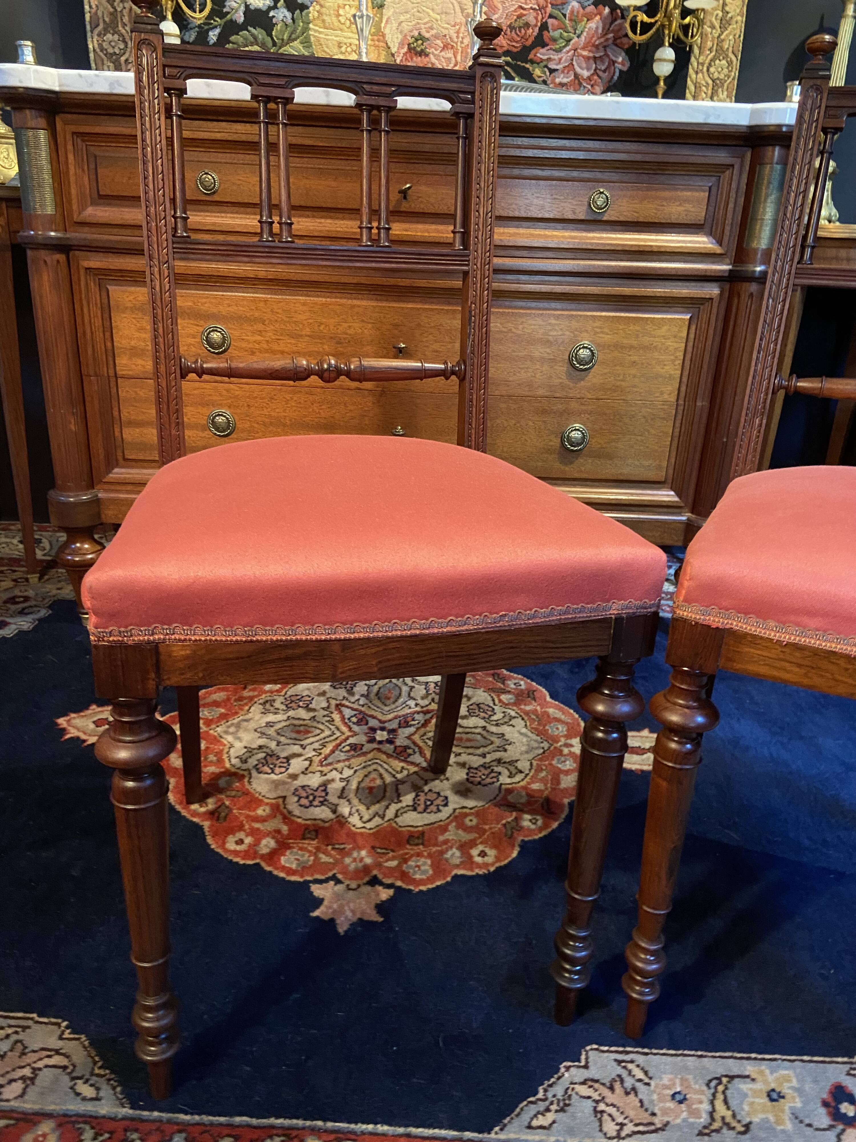 Pair of rosewood chairs from the 19th century, Napoleon III style.