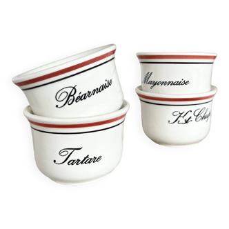 Lot de 4 petits bols à sauce vintage vaisselle bistrot porcelaine ancienne