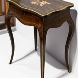 Napoleon III style floral marquetry work table / hairdresser's table.
