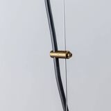 XXL Transparent Murano Glass Globe Lamp with Gold Metal Hardware, 3-Bulb Italian 1960s Vintage Pendant