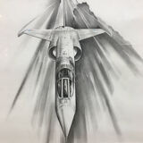 Pair 1950/60's Aeronautical Sketches, Signed