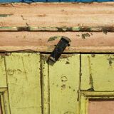 Old polychrome Burmese teak window with interior mirror