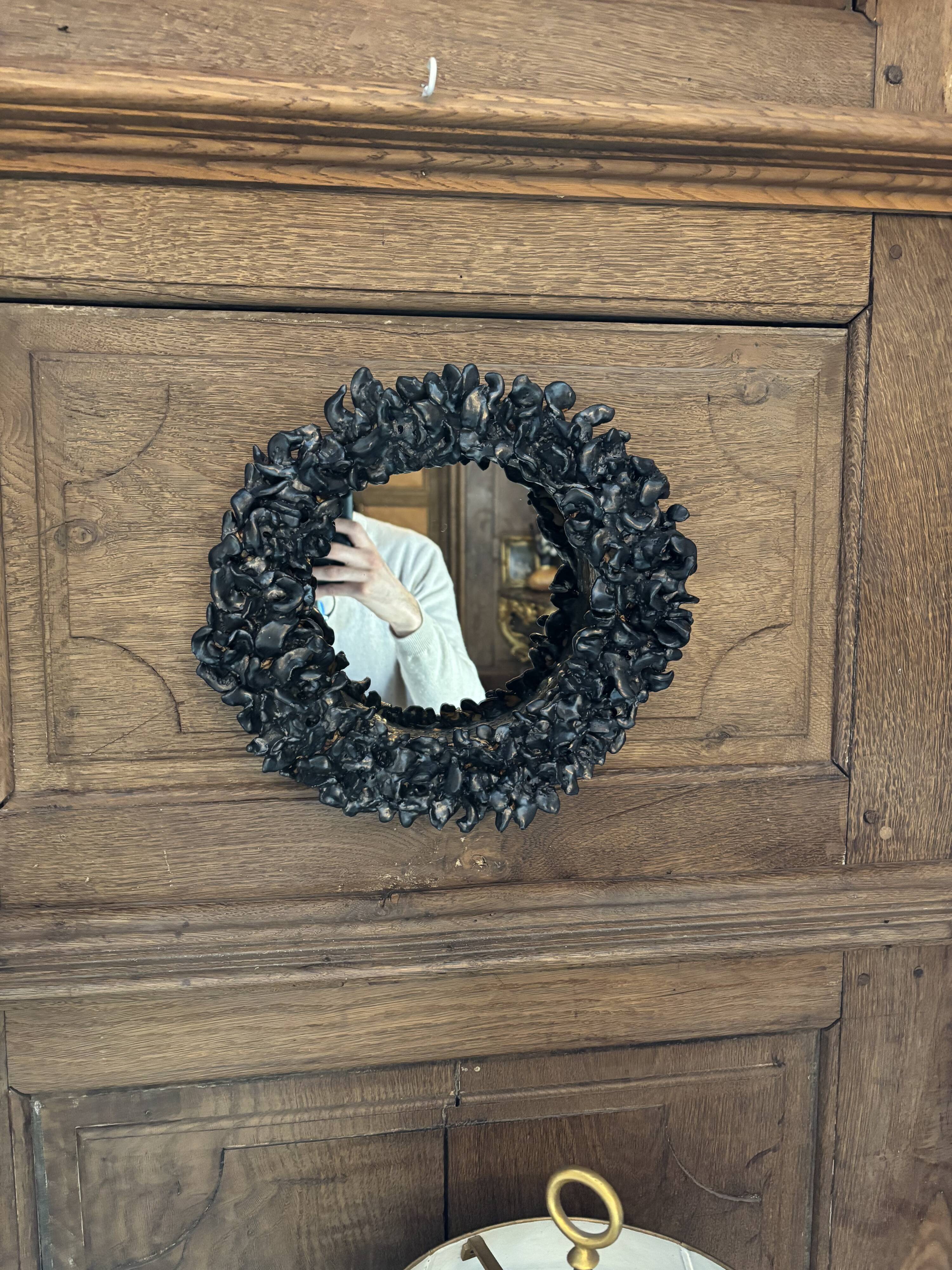 Contemporary French ceramic mirror, Bosco by Renzo Maar.