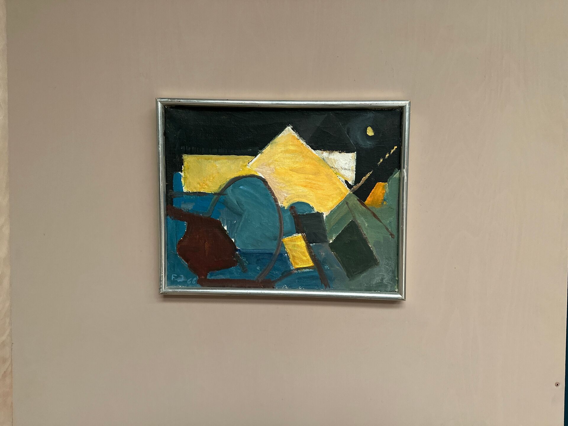 Swedish Oil on Canvas – “Abstract Composition” – Dated 1966 – Vintage
