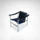 LC1 blue and black ponyskin armchair by Le Corbusier et al for Cassina 1990