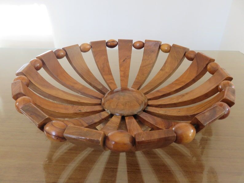 Teak fruit basket Scandinavian style 60s 70s