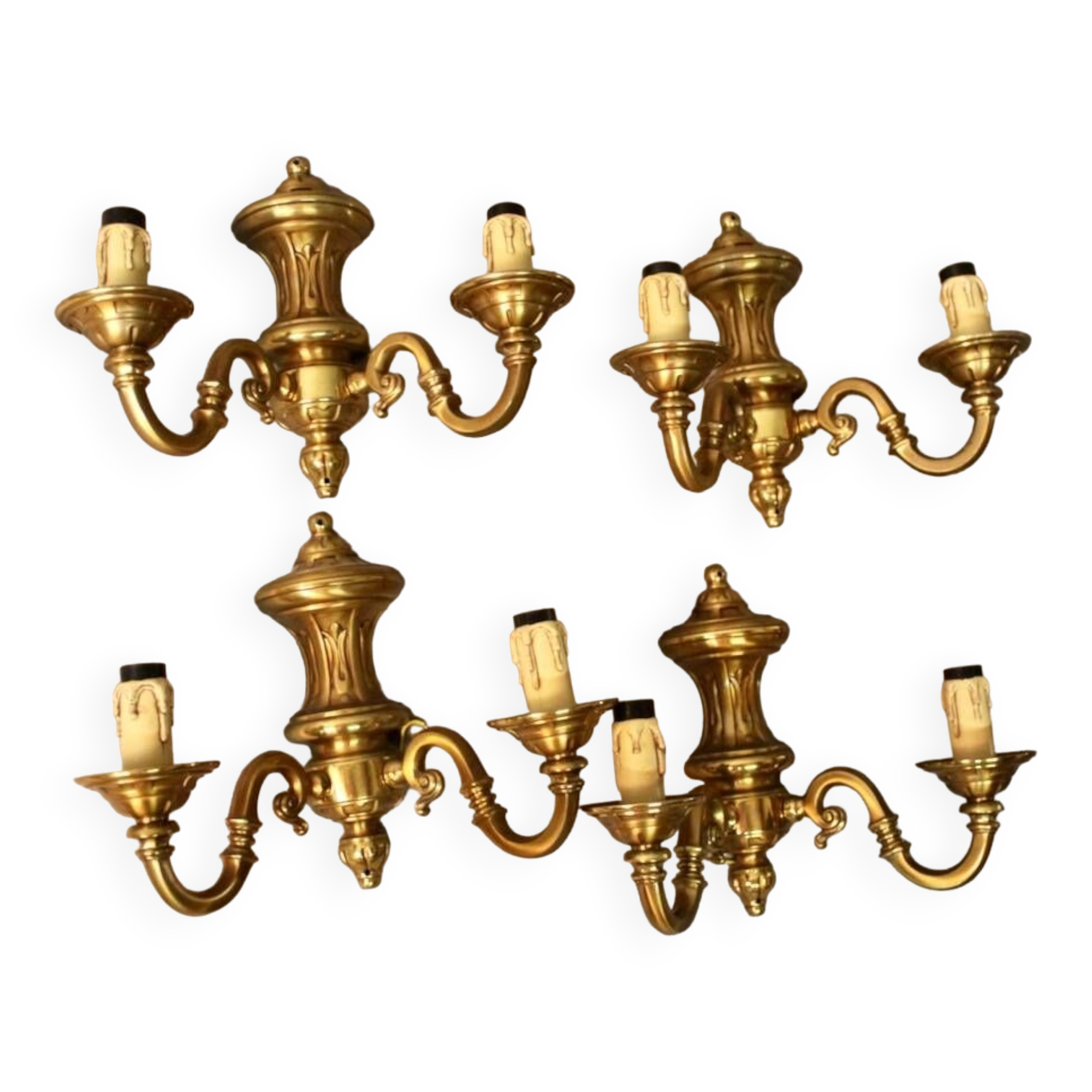 Set of 4 bronze wall lights