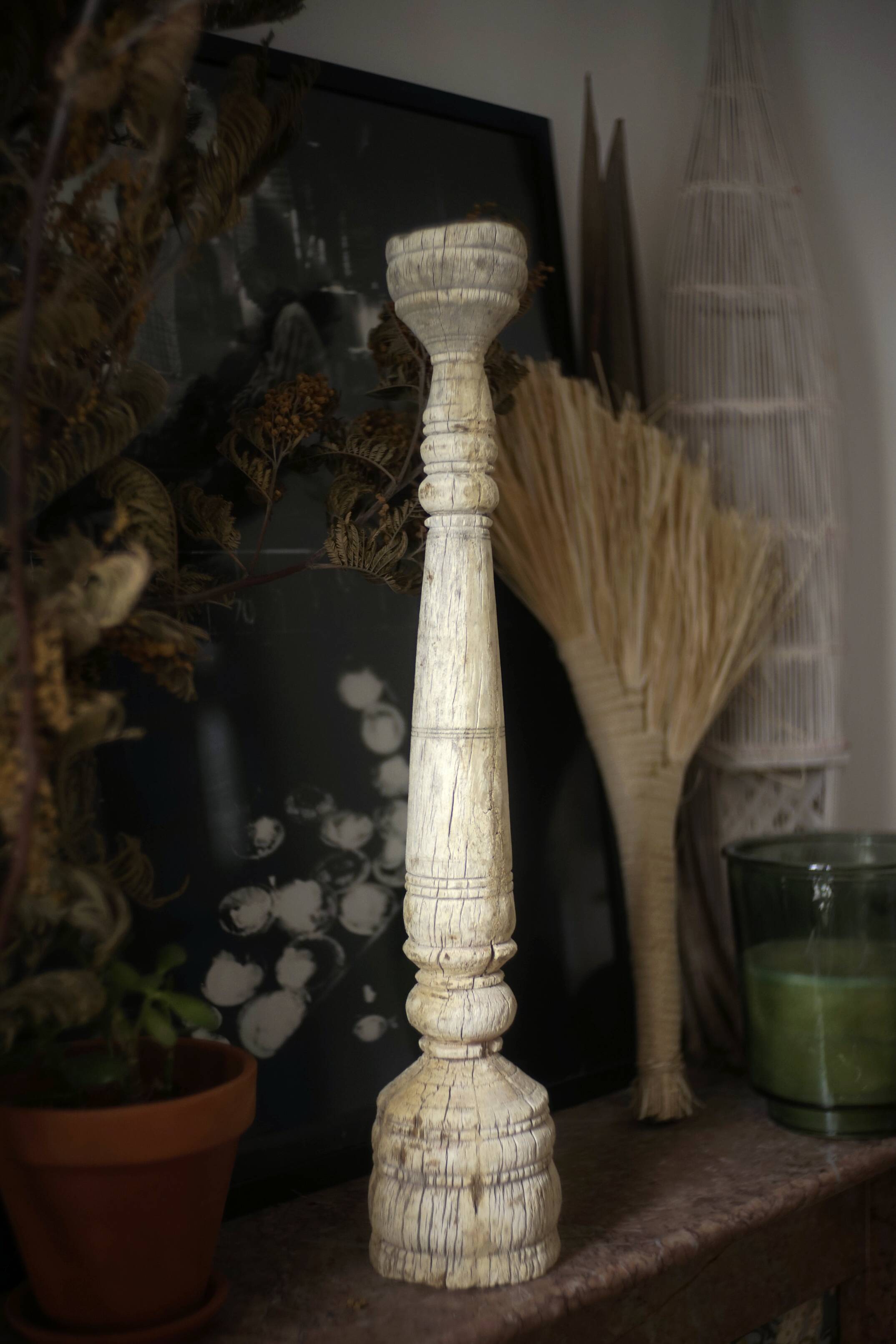 Ancient large Indian candlestick