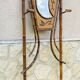 Bamboo coat rack from the 19th century, mirror in the shape of a crescent moon.
