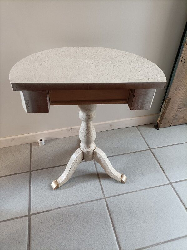 Bedside table console pedestal table drawer beige cracked gold wood