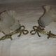 Pair applies Louis XVI Bronze opaque tulip light