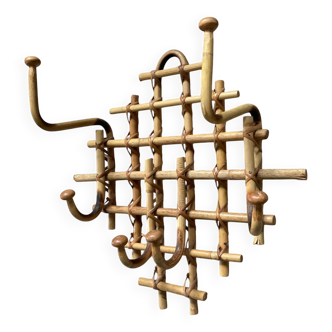 Vintage coat rack in rattan from the 1950s-60s.