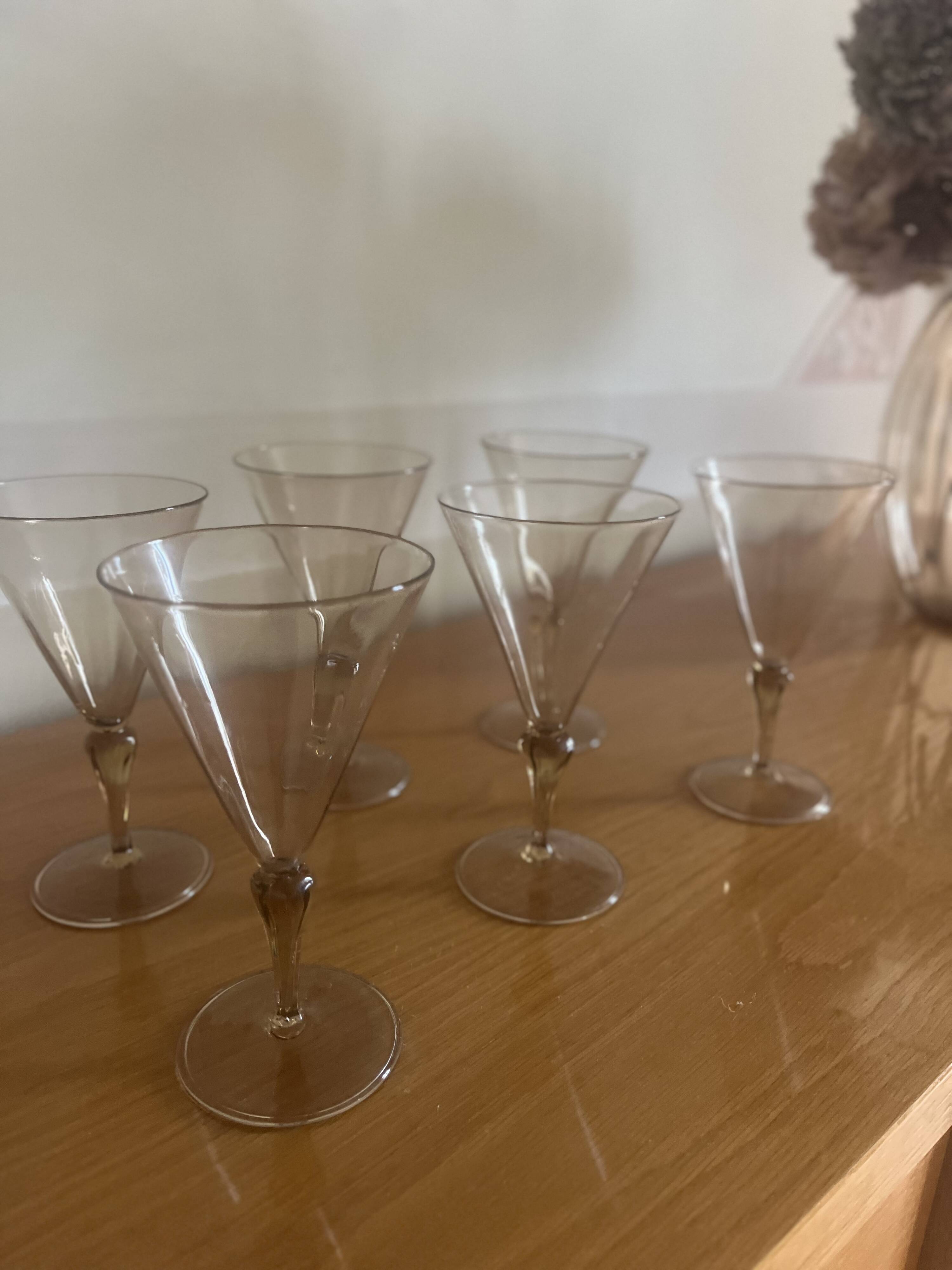 6 Art Deco Murano glass water glasses by Venini by Vittorio Zecchin