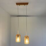 Vintage ceiling lamp with two amber shades