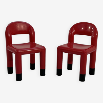 Pair of red children’s chairs by omsi, 2000