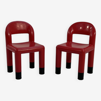 Paire de chaises enfants rouges par omsi, 2000