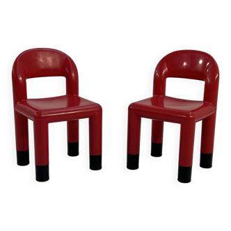 Paire de chaises enfants rouges par omsi, 2000