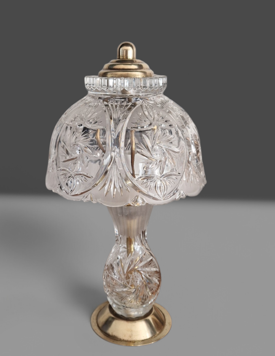 Pair of cut crystal and brass lamps - European production 1950