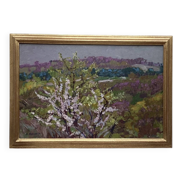 Old painting Oil on cardboard signed dimensions: height - 57cm - width - 83cm