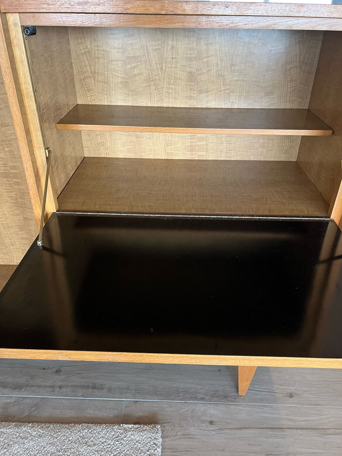 Multifunctional cabinet in wood and rattan