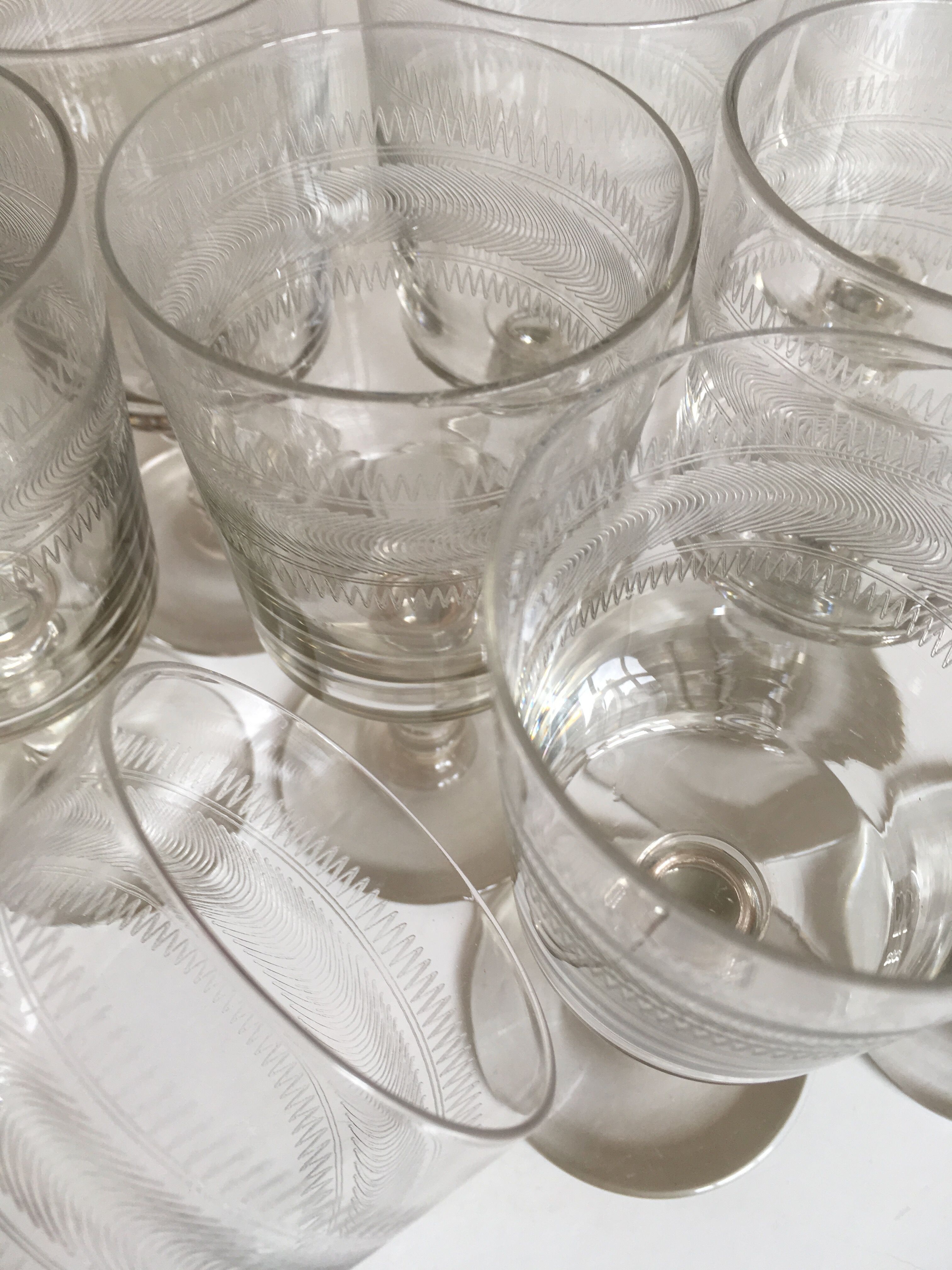set of 9 serious roll 19th zigzag water glasses